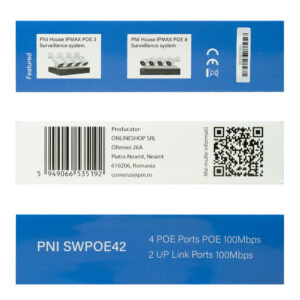 POE komutatorius PNI SWPOE42, 4 POE 100 Mbps prievadai ir 2 UP Link 100 Mbps prievadai, 65W, AI Extend funkcija iki 250m, 4kV apsauga nuo žaibo - Image 4