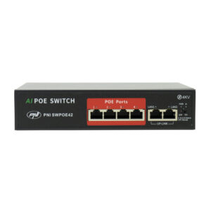 POE komutatorius PNI SWPOE42, 4 POE 100 Mbps prievadai ir 2 UP Link 100 Mbps prievadai, 65W, AI Extend funkcija iki 250m, 4kV apsauga nuo žaibo - Image 7