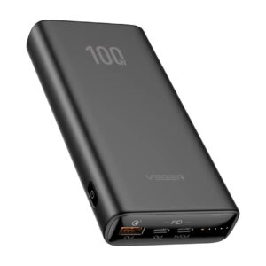 VEGER T100 nešiojamasis įkroviklis Ličio-jonų (Li-Ion) 20000 mAh Juoda