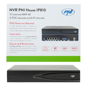 NVR POE PNI House IP810 su 10 kanalų 4K 8MP, 4 POE kanalais ir 6 IP kanalais su AI funkcijomis - Image 2