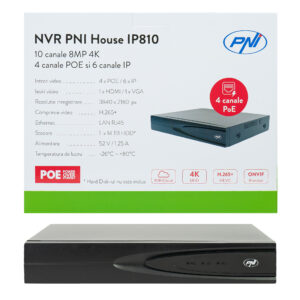 NVR POE PNI House IP810 su 10 kanalų 4K 8MP, 4 POE kanalais ir 6 IP kanalais su AI funkcijomis - Image 3