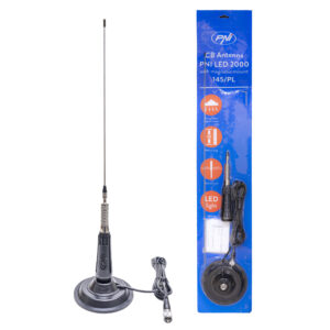 Dėžė 20 vienetų CB antenos PNI LED 2000, 90 cm, su magnetiniu pagrindu 145mm, 26-28 MHz, 500 W, šviečia perdavimo metu
