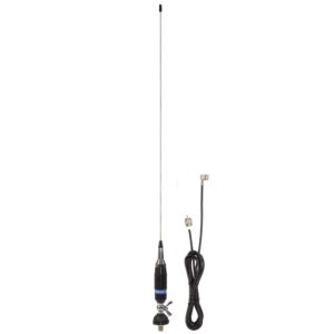 Dėžė 50 vienetų CB antenų PNI S9 su drugelio tipo laikikliu, antenos ilgis 120 cm, su 4 m RG58 kabeliu