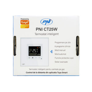 Išmanusis termostatas PNI CT25W WiFi dujiniam šildymo katilui, montuojamas į sieną, 16A, valdymas per „Tuya Smart“ programėlę, dieninis programavimas, rankinis/automatinis režimas, balta spalva - Image 2
