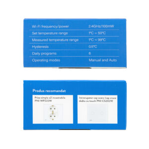 Išmanusis termostatas PNI CT25W WiFi dujiniam šildymo katilui, montuojamas į sieną, 16A, valdymas per „Tuya Smart“ programėlę, dieninis programavimas, rankinis/automatinis režimas, balta spalva - Image 4