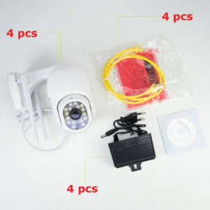 4 dalių rinkinys PNI IP440 WiFi PTZ belaidė vaizdo stebėjimo kamera, 4MP, skaitmeninis priartinimas, micro SD lizdas, autonominė, judesio aptikimo signalizacija, judesio sekimas