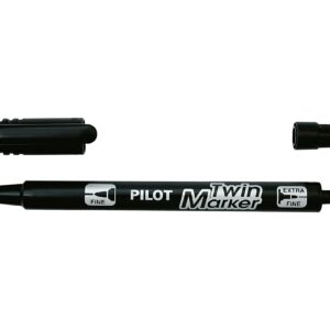 Permanentinis žymeklis Pilot Twin, dvipusis, 0.5mm ir 2mm, juodos spalvos