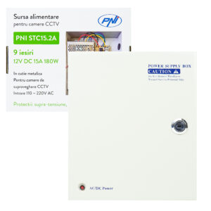PNI STC15.2A vaizdo stebėjimo maitinimo šaltinis metalinėje dėžutėje, 12V 15A 180W, 9 išėjimai - Image 2