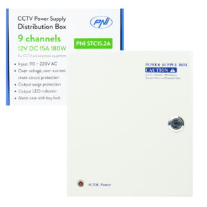PNI STC15.2A vaizdo stebėjimo maitinimo šaltinis metalinėje dėžutėje, 12V 15A 180W, 9 išėjimai - Image 3