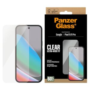 PanzerGlass Ultra-Wide Fit antibakterinė ekrano apsauga su aplikatoriumi, skirta Google Pixel 11 / 11 Pro