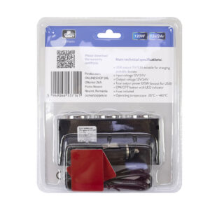 Automobilinis cigarečių degiklio skirstytuvas PNI Lighter 20 12V/24V 2 išvestys, 2 x USB, LED indikatorius - Image 2