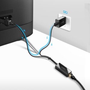Ugreen 30985 išorinė tinklo plokštė, skirta Chromecast su micro USB / USB-A jungtimis 100Mb/s 1m – juoda - Image 6