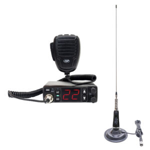 CB radijo stotelės rinkinys PNI Escort HP 5500 su CB antena PNI LED 2000, 90 cm, 500W, šviečia siuntimo metu, pridedamas magnetinis pagrindas