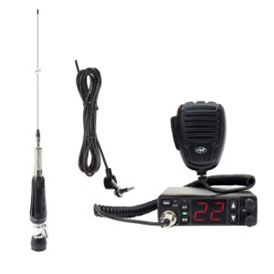 CB radijo stoties komplektas PNI Escort HP 5500 ir sulankstoma CB antena PNI LED 1000, 80 cm, šviečia transliacijos metu
