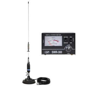 PNI S75 CB antena, 75 cm, su „butterfly“ tipo laikikliu, 125 mm magnetu ir PNI SWR-300 reflektometru SWR matavimui
