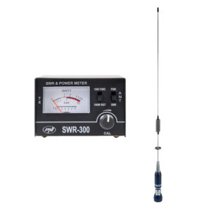 PNI ML75 CB antena, 75 cm, 300W, sulankstoma ir PNI SWR-300 reflektometras SWR matavimui, juodas
