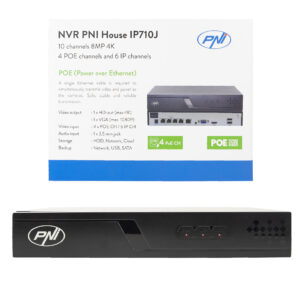 NVR POE PNI House IP710J, 10 kanalų 4K 8MP, 4 kanalai POE ir 6 kanalai IP su PNI POE arba įprastu komutatoriumi H.265