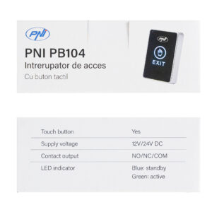 PNI PB104 prieigos jungiklis su lietimui jautriu paviršiumi, paviršinis montavimas, NO/NC/COM, 12V/24V DC, būsenos LED, metalinis, 5 laidai - Image 4