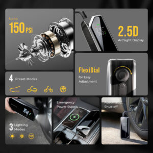 Flextail Evo padangų pompa 200, juoda - Image 2