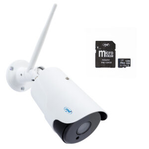 PNI House IP52LR 2MP 1080P belaidės IP kameros komplektas + 128GB PNI MicroSD atminties kortelė su SD adapteriu