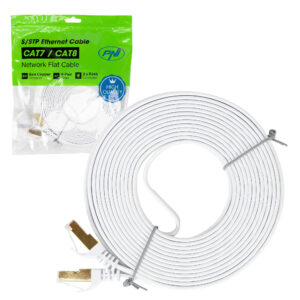 Plokščias tinklo kabelis S/STP CAT7 PNI U7075W, 2 x RJ45, 4 laidų poros, 32AWG, varinis, 10 Gbps, 600 MHz, 7.5m, baltas - Image 2