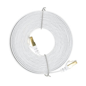 Plokščias tinklo kabelis S/STP CAT7 PNI U7050W, 2 x RJ45, 4 laidų poros, 32AWG, varinis, 10 Gbps, 600 MHz, 5m, baltas - Image 3