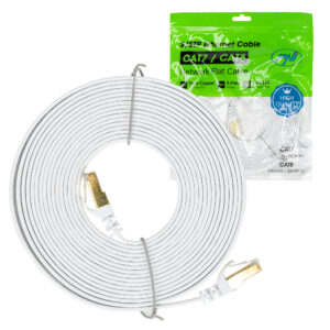 Plokščias tinklo kabelis S/STP CAT7 PNI U7050W, 2 x RJ45, 4 laidų poros, 32AWG, varinis, 10 Gbps, 600 MHz, 5m, baltas - Image 4