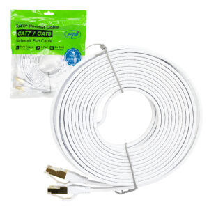 Plokščias tinklo kabelis S/STP CAT8 PNI U8075W, 2 x RJ45, 4 laidų poros, 28AWG, varinis, 40 Gbps, 2000 MHz, 7.5m, baltas
