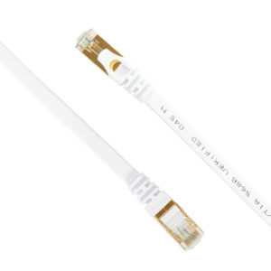 Plokščias tinklo kabelis S/STP CAT7 PNI U7030W, 2 x RJ45, 4 laidų poros, 32AWG, varinis, 10 Gbps, 600 MHz, 3m, baltas