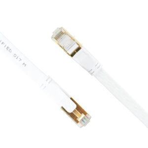 Plokščias tinklo kabelis S/STP CAT8 PNI U8015W, Patch, 2 x RJ45, 4 laidų poros, 28AWG, varinis, 40 Gbps, 2000 MHz, 1.5m, baltas