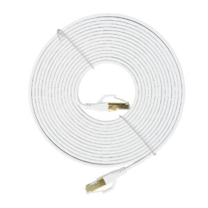 Plokščias tinklo kabelis S/STP CAT8 PNI U8050W, 2 x RJ45, 4 laidų poros, 28AWG, varinis, 40 Gbps, 2000 MHz, 5m, baltas - Image 4