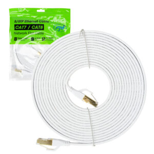 Plokščias tinklo kabelis S/STP CAT8 PNI U8050W, 2 x RJ45, 4 laidų poros, 28AWG, varinis, 40 Gbps, 2000 MHz, 5m, baltas - Image 7