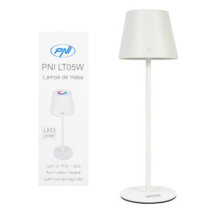 PNI LT05W RGB 3W stalinė lempa, su baterija, USB įkrovimas, balta spalva - Image 2