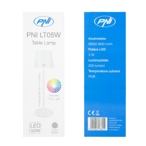 PNI LT05W RGB 3W stalinė lempa, su baterija, USB įkrovimas, balta spalva - Image 4