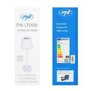 PNI LT05W RGB 3W stalinė lempa, su baterija, USB įkrovimas, balta spalva - Image 5