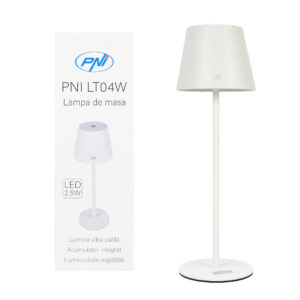 PNI LT04W stalinė lempa su LED 2.5W, baterija 1200 mAh, įkrovimas per USB-C, 150 liumenų, šilta balta šviesa 3000K, spalva balta - Image 9