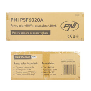 Fotovoltinė saulės baterija PNI PSF6020A, 60W galios, su pridedama 20A baterija, 12V išvestis, skirta stebėjimo kameroms - Image 6