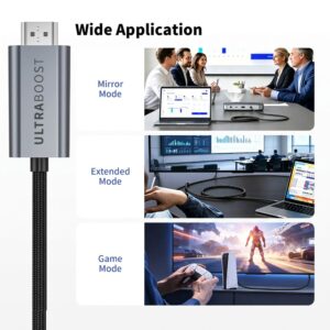 Tech-Protect ULTRABOOST KABELIS USB-C Į HDMI 2.1 8K 60HZ 300CM GELEŽIES PILKOS SPALVOS - Image 6