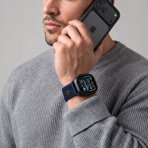 Tech-Protect NYLON ELITE Watch 8 / 9 / 10 / 11 / 12 / SE / ULTRA (44 / 45 / 46 / 49 MM) TAMSIAI MĖLYNA/ORANŽINĖ - Image 5