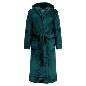 GAUBERT unisex flisinis chalatas su gobtuvu, ilgas, žalsvai mėlynos spalvos 2XL/3XL
