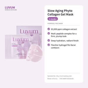 LUVUM Slow Aging Phyto Collagen Gel Mask hidrogelinė veido kaukė 5 vnt. - su kolagenu ir peptidais - Image 2