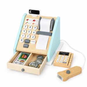 Medinis kasos aparatas vaikams su mokėjimo terminalu, skaitytuvu, banknotais, monetomis ir kortele ECOTOYS - Image 6