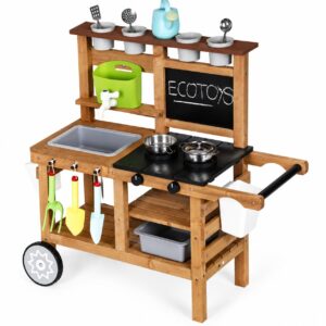 Lauko virtuvėlė vaikams su priedais ir kreidine lenta ECOTOYS - Image 6