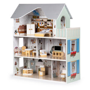 Lėlių namelis su medinių baldų komplektu – 3 aukštų „Emma Residence“ ECOTOYS - Image 6