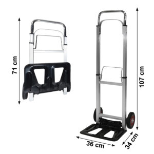 Aliumininis sulankstomas rankinis vežimėlis, transportavimo sandėlio vežimėlis, 90 kg keliamoji galia - Image 6