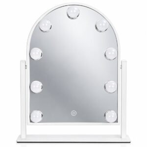 LED makiažo veidrodis 30x40 cm kosmetinis su apšvietimu 3 spalvos 9 lemputės ModernHome - Image 6