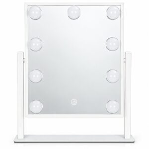 LED makiažo veidrodis 25x30 cm kosmetinis su apšvietimu 3 spalvų 9 lemputės ModernHome - Image 6