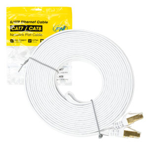 Plokščias tinklo kabelis S/STP CAT7 PNI U7100W, 2 x RJ45, 4 laidų poros, 32AWG, varinis, 10 Gbps, 600 MHz, 10m, baltas - Image 4