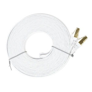 Plokščias tinklo kabelis S/STP CAT7 PNI U7100W, 2 x RJ45, 4 laidų poros, 32AWG, varinis, 10 Gbps, 600 MHz, 10m, baltas - Image 5