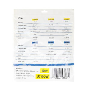 Plokščias tinklo kabelis S/STP CAT7 PNI U7100W, 2 x RJ45, 4 laidų poros, 32AWG, varinis, 10 Gbps, 600 MHz, 10m, baltas - Image 7